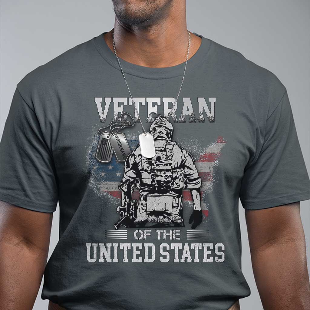 Personalized Veteran Flag T Shirt Custom Name Tag U.S. Army TS10