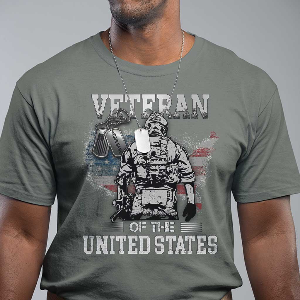 Personalized Veteran Flag T Shirt Custom Name Tag U.S. Army TS10