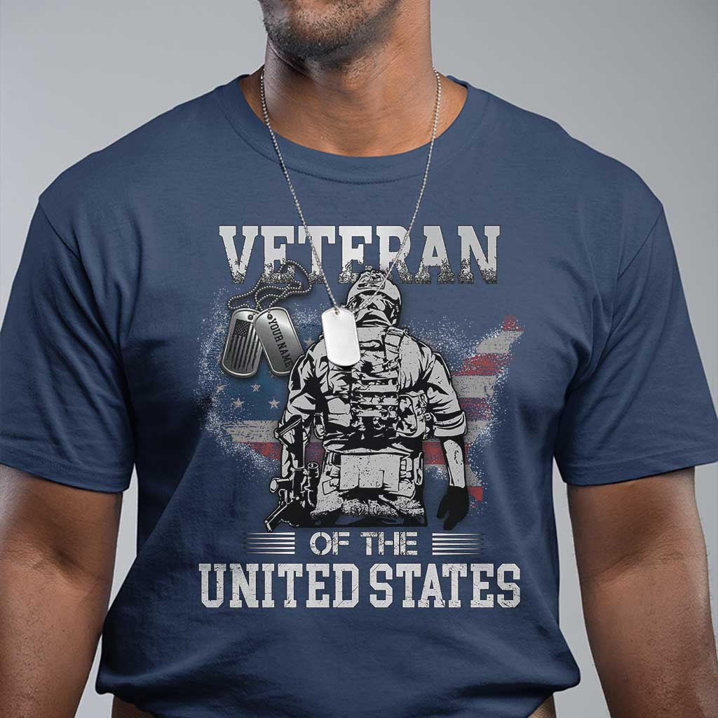 Personalized Veteran Flag T Shirt Custom Name Tag U.S. Army TS10
