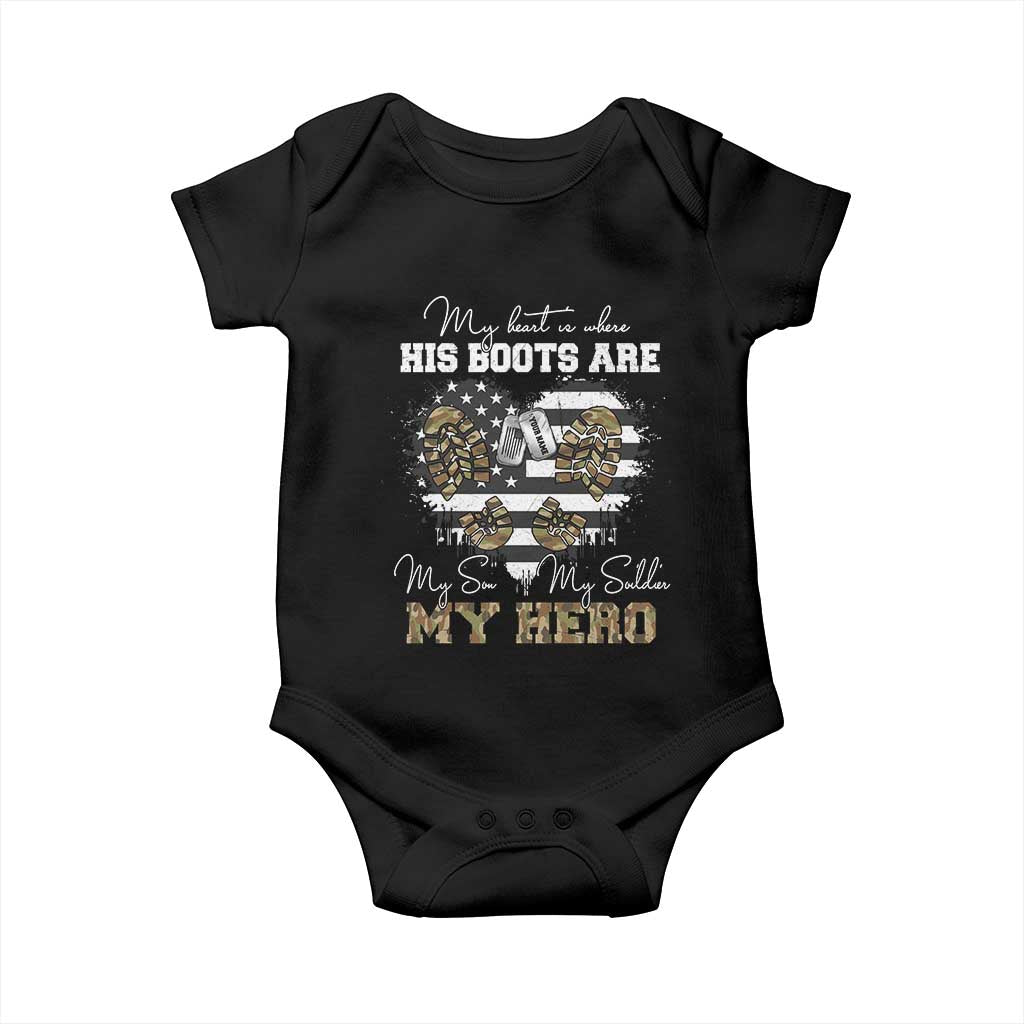 Personalized Army Mom Baby Onesie Custom Name Proud Military Family US Flag