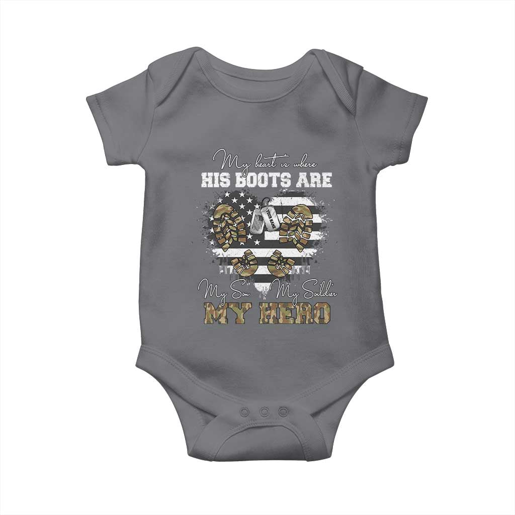 Personalized Army Mom Baby Onesie Custom Name Proud Military Family US Flag