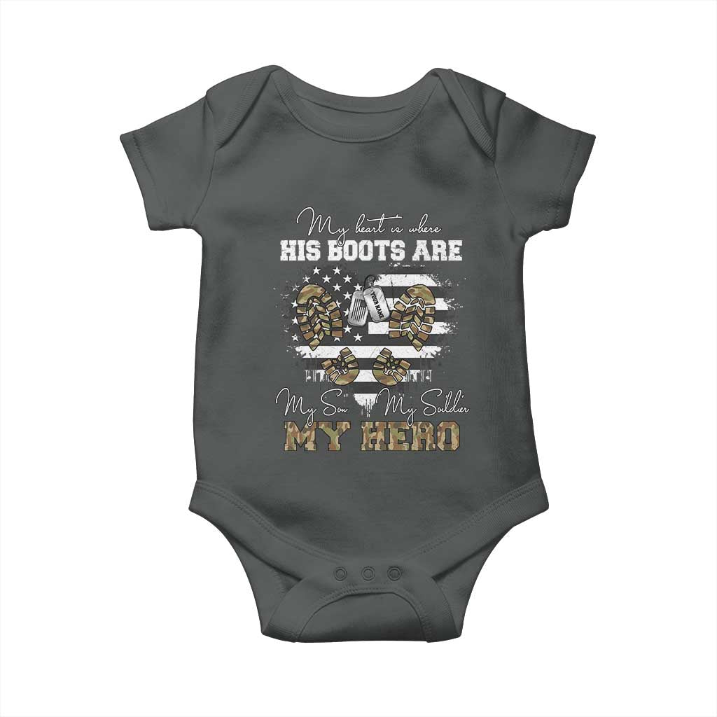 Personalized Army Mom Baby Onesie Custom Name Proud Military Family US Flag
