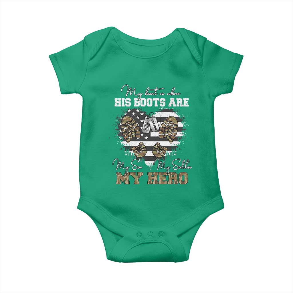 Personalized Army Mom Baby Onesie Custom Name Proud Military Family US Flag