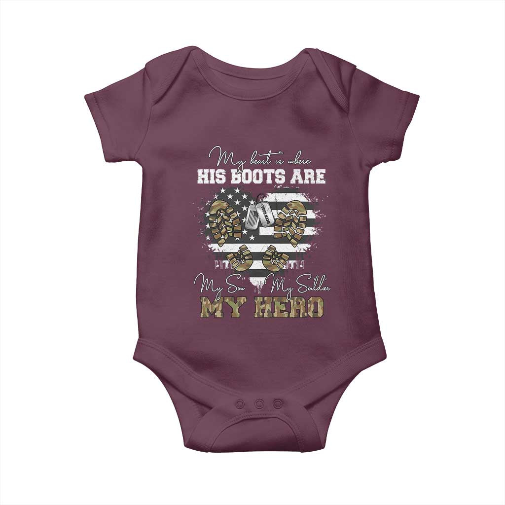 Personalized Army Mom Baby Onesie Custom Name Proud Military Family US Flag