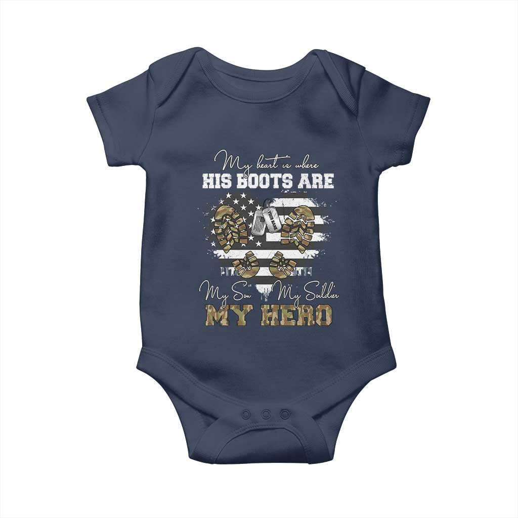Personalized Army Mom Baby Onesie Custom Name Proud Military Family US Flag