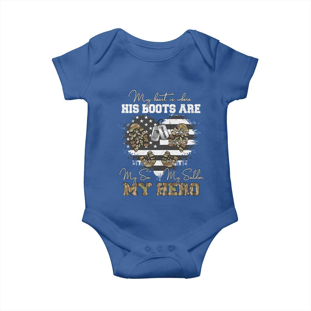 Personalized Army Mom Baby Onesie Custom Name Proud Military Family US Flag