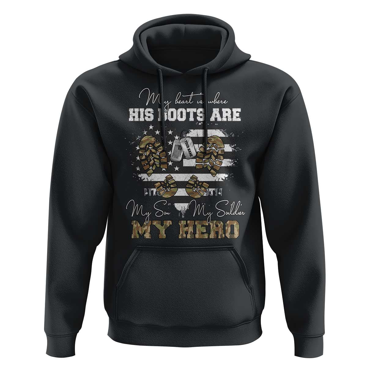 Personalized Army Mom Hoodie Custom Name Proud Military Family US Flag