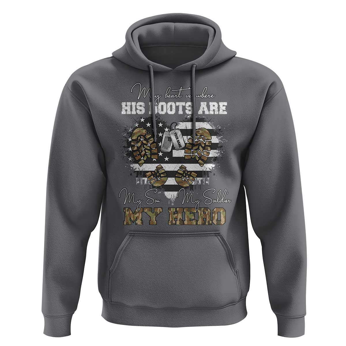 Personalized Army Mom Hoodie Custom Name Proud Military Family US Flag