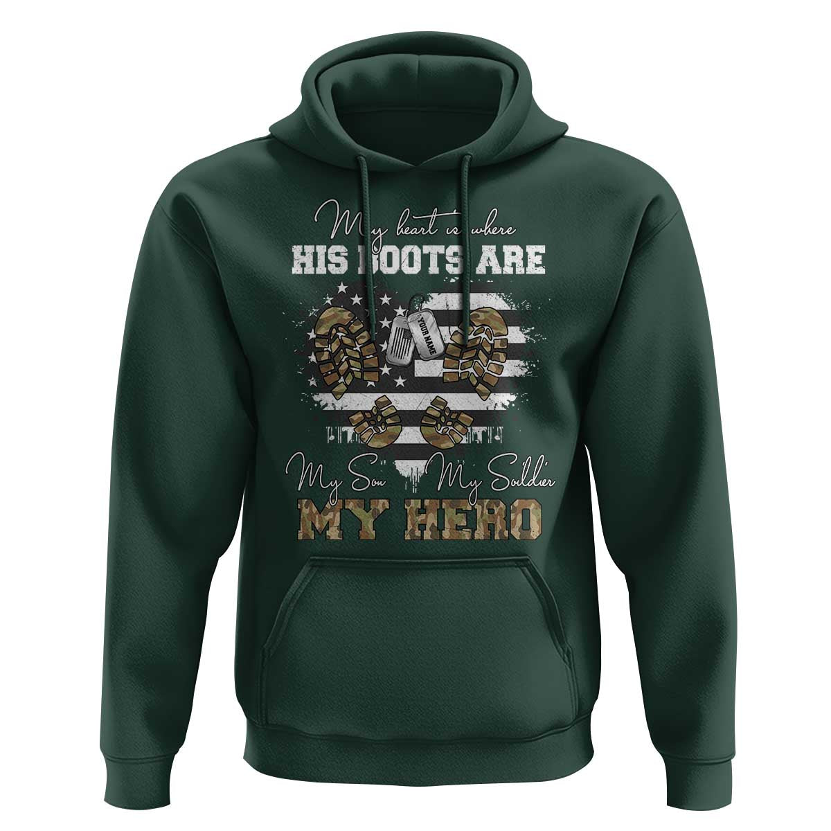 Personalized Army Mom Hoodie Custom Name Proud Military Family US Flag