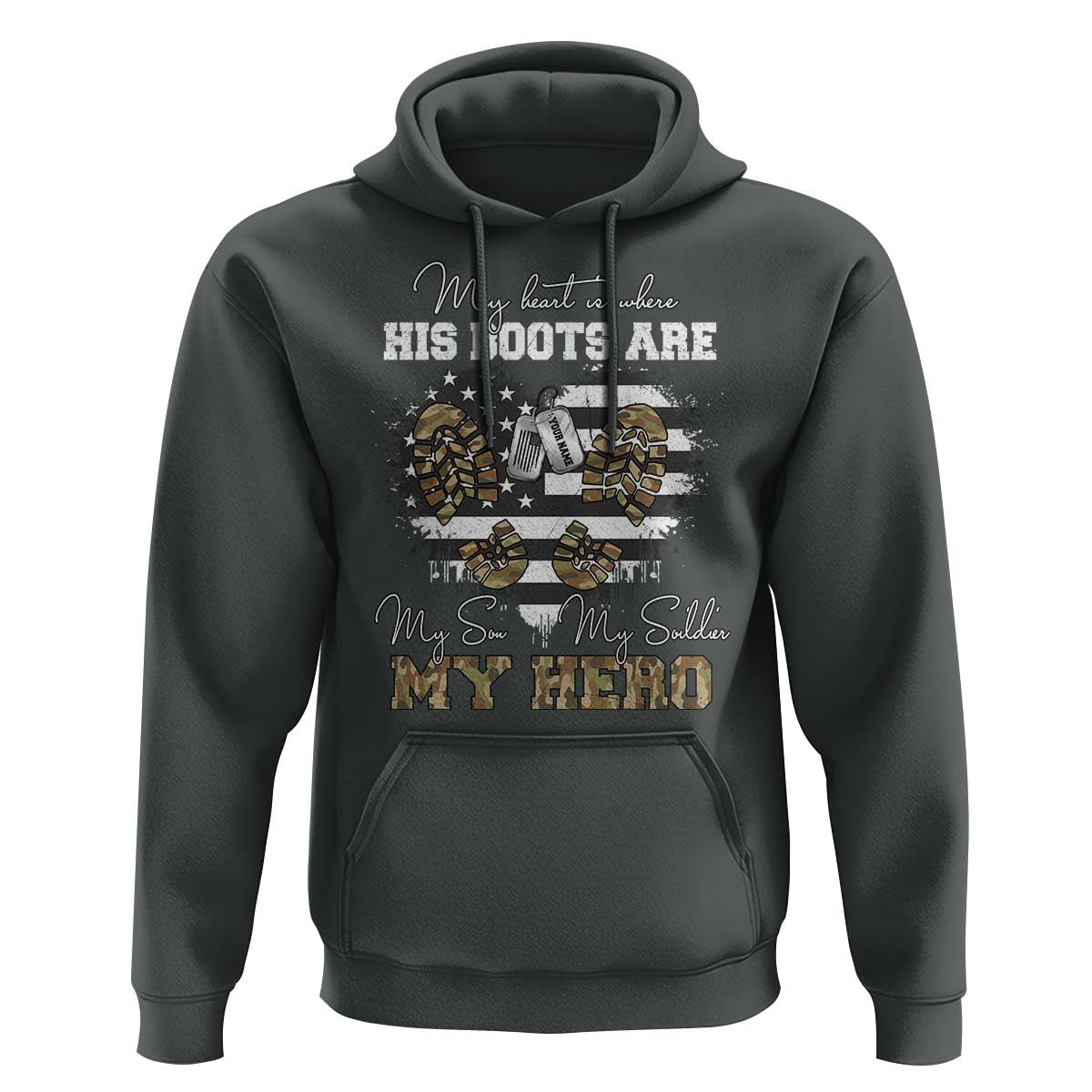Personalized Army Mom Hoodie Custom Name Proud Military Family US Flag