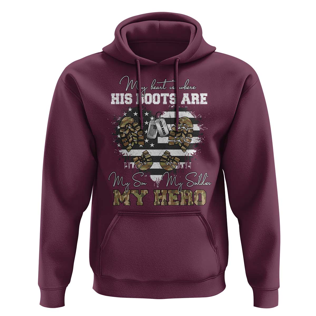 Personalized Army Mom Hoodie Custom Name Proud Military Family US Flag