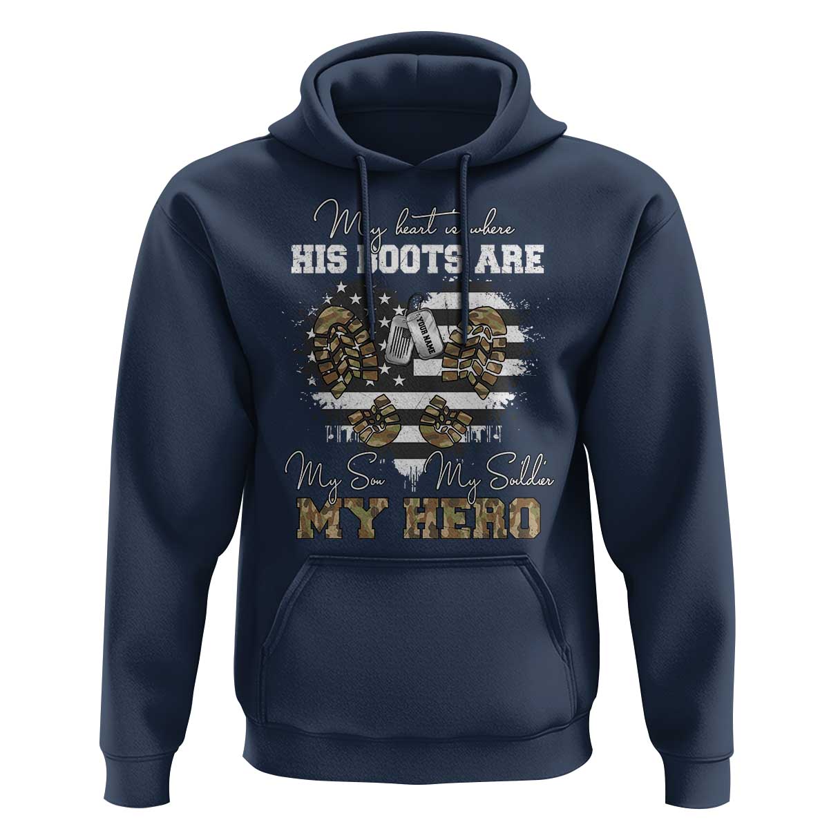 Personalized Army Mom Hoodie Custom Name Proud Military Family US Flag