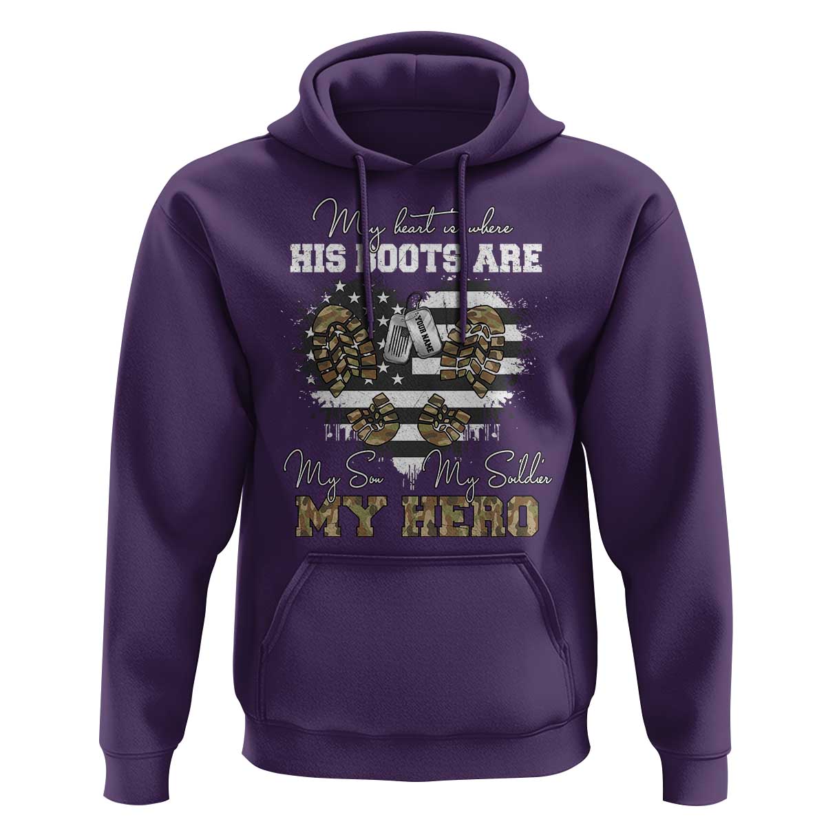 Personalized Army Mom Hoodie Custom Name Proud Military Family US Flag