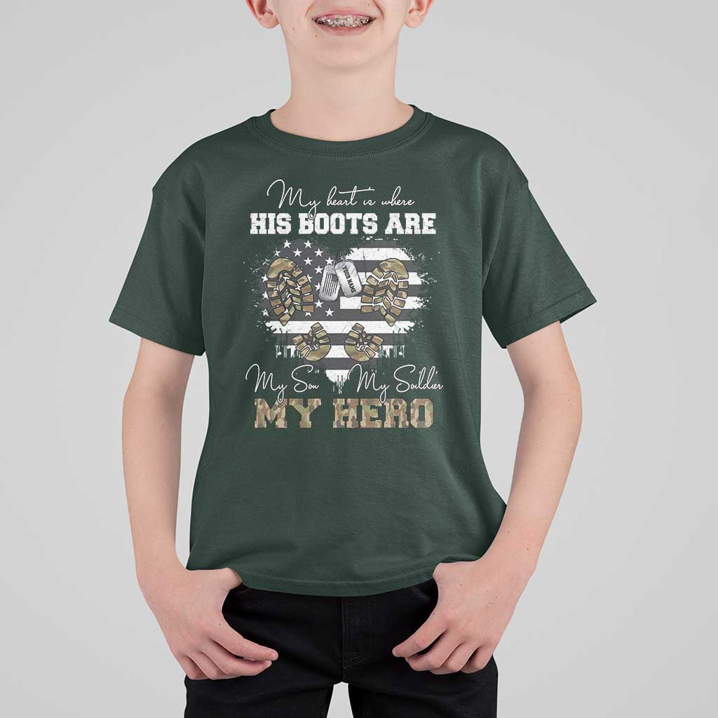 Personalized Army Mom T Shirt For Kid Custom Name Proud Military Family US Flag