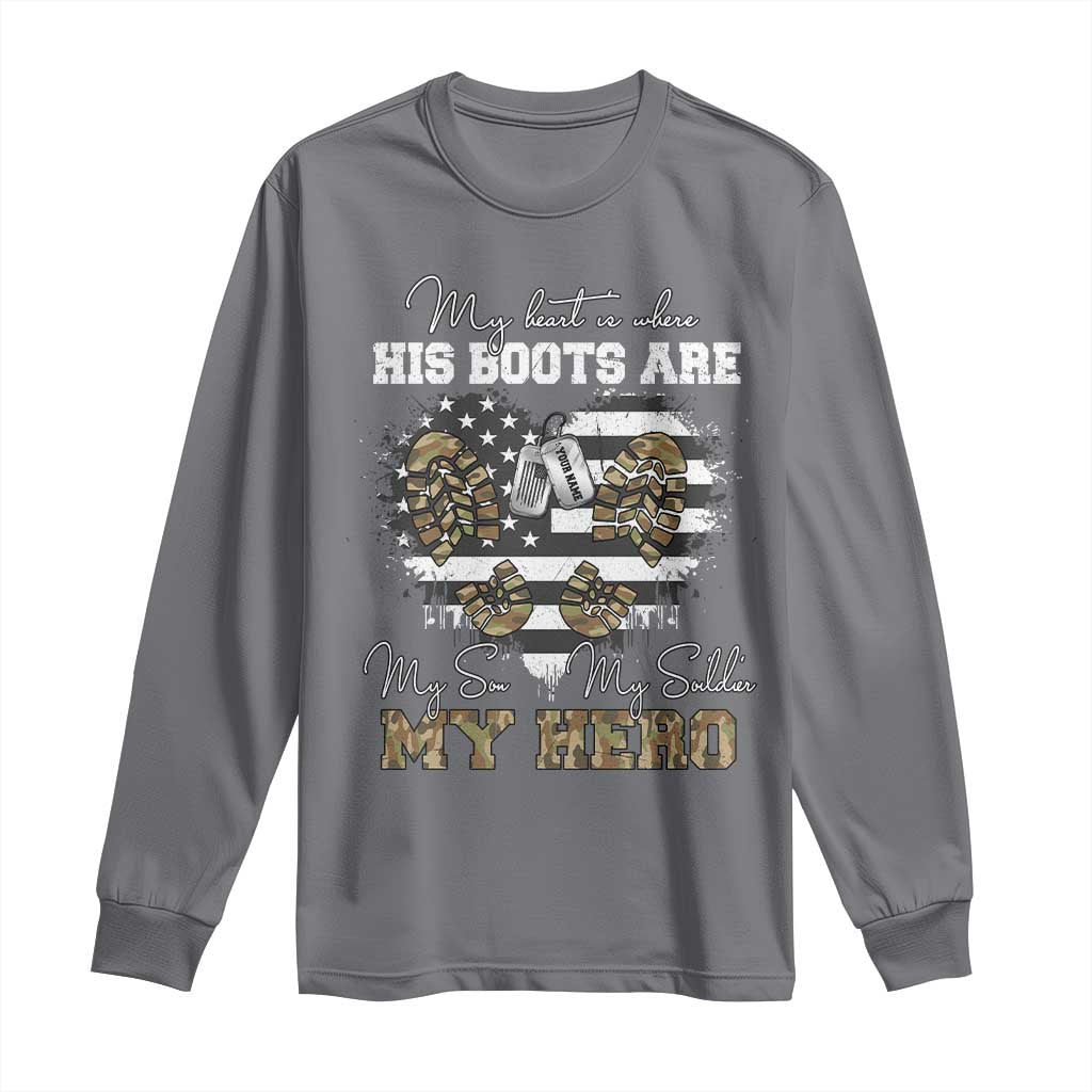 Personalized Army Mom Long Sleeve Shirt Custom Name Proud Military Family US Flag