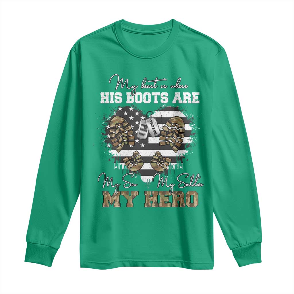 Personalized Army Mom Long Sleeve Shirt Custom Name Proud Military Family US Flag