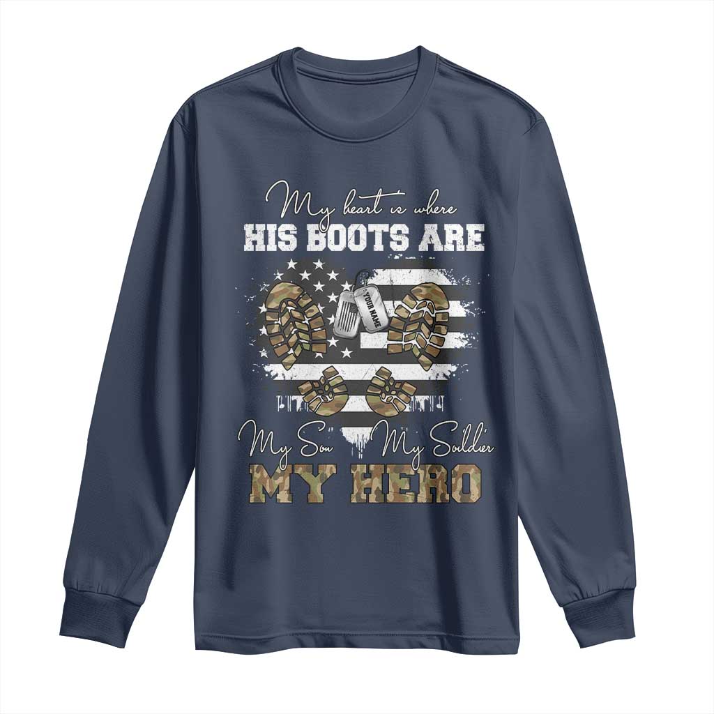 Personalized Army Mom Long Sleeve Shirt Custom Name Proud Military Family US Flag