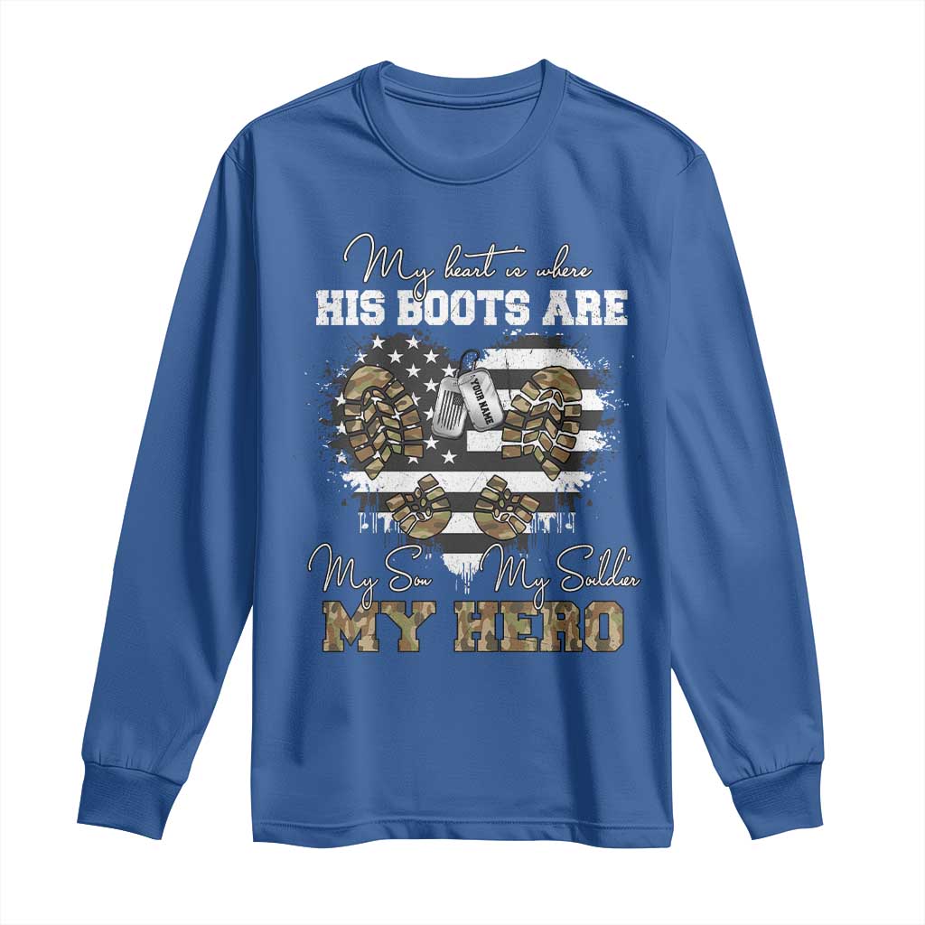 Personalized Army Mom Long Sleeve Shirt Custom Name Proud Military Family US Flag
