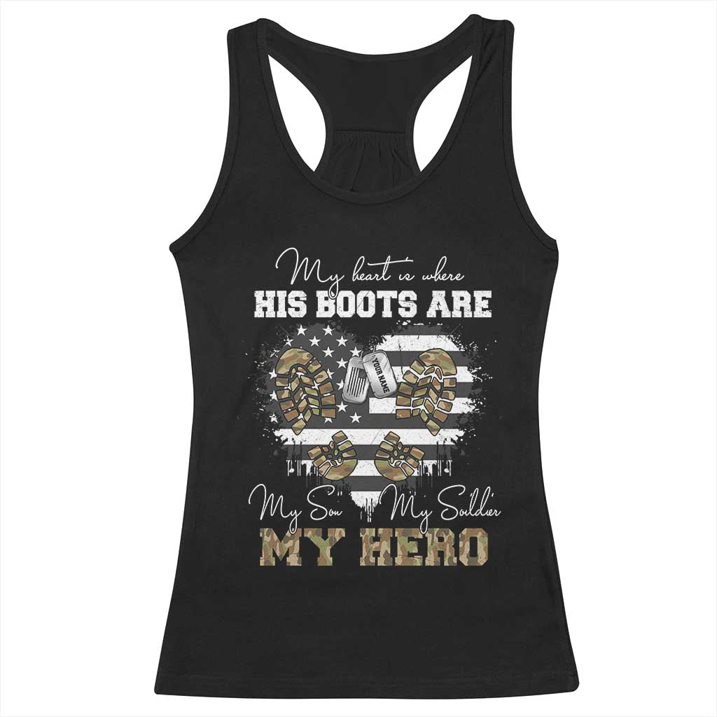 Personalized Army Mom Racerback Tank Top Custom Name Proud Military Family US Flag