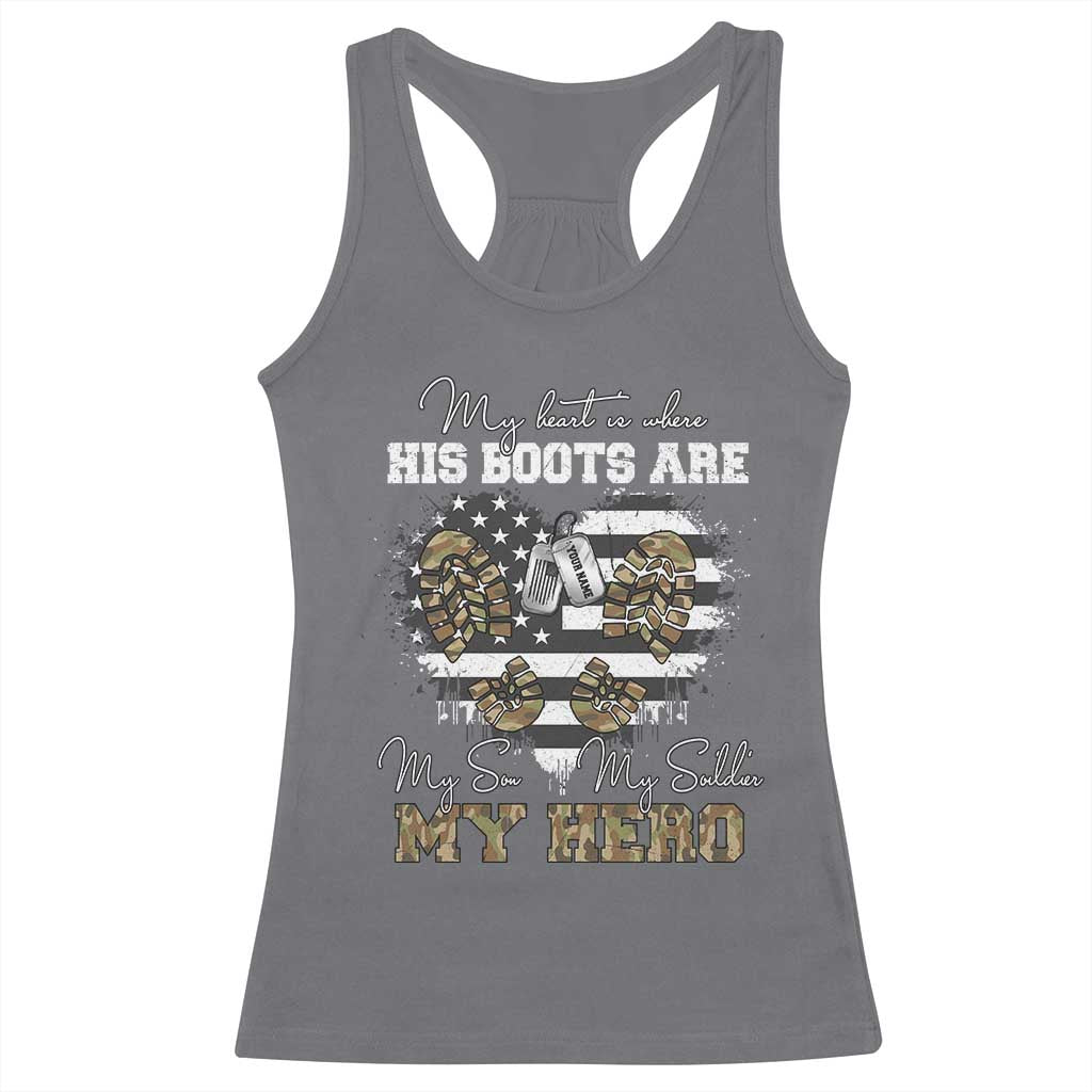 Personalized Army Mom Racerback Tank Top Custom Name Proud Military Family US Flag