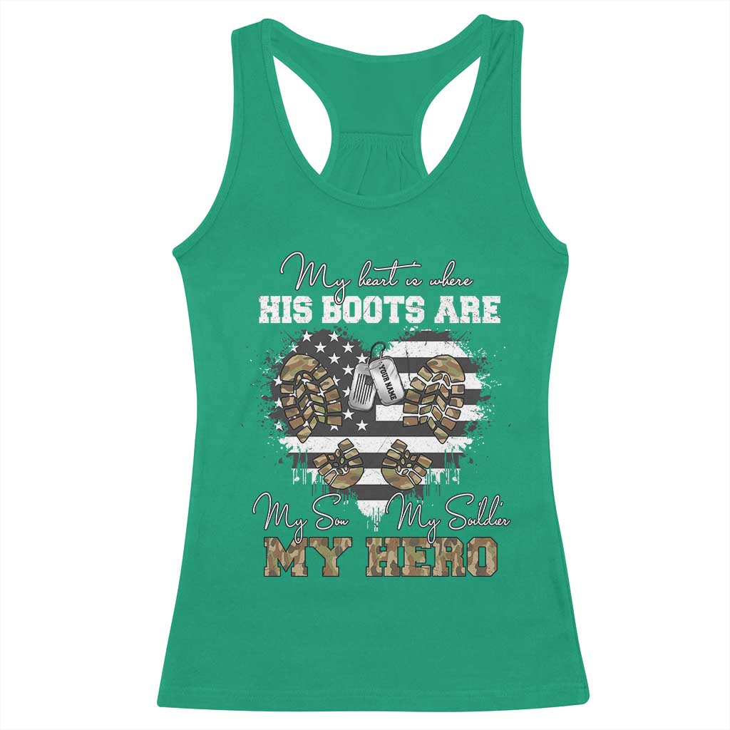 Personalized Army Mom Racerback Tank Top Custom Name Proud Military Family US Flag