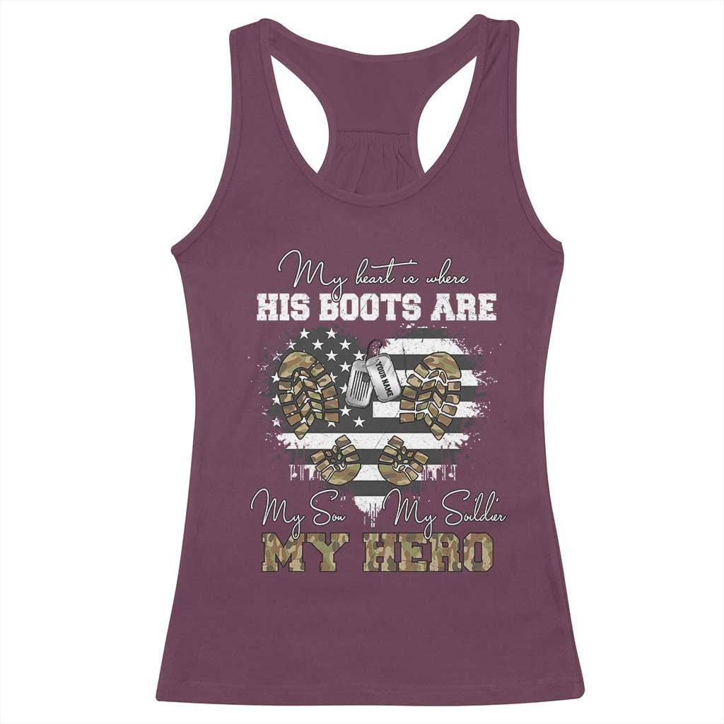 Personalized Army Mom Racerback Tank Top Custom Name Proud Military Family US Flag
