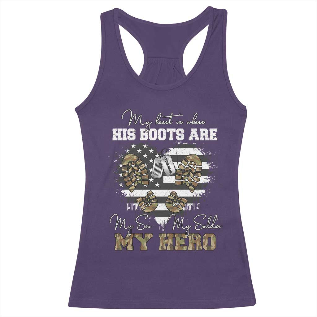 Personalized Army Mom Racerback Tank Top Custom Name Proud Military Family US Flag