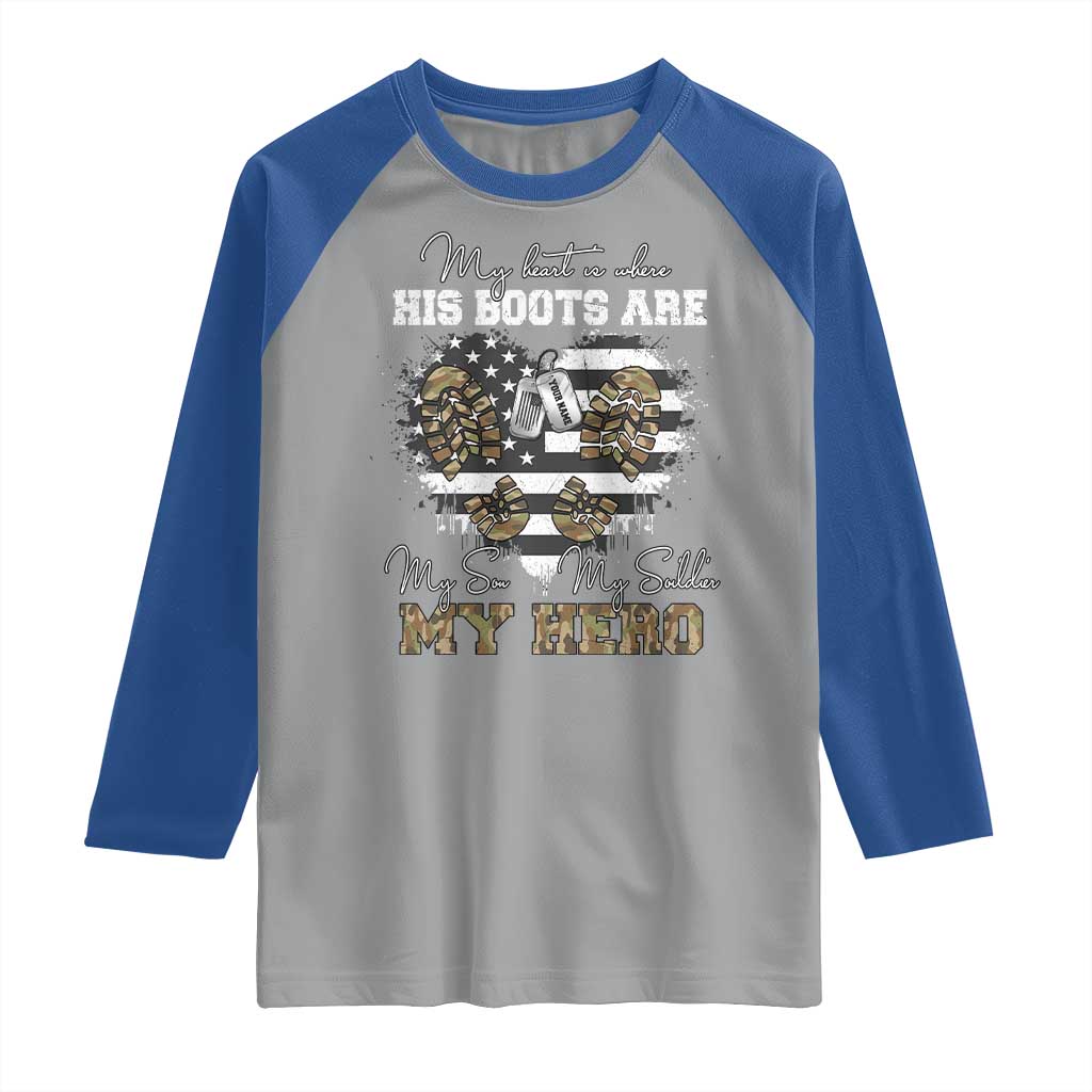 Personalized Army Mom Raglan Shirt Custom Name Proud Military Family US Flag