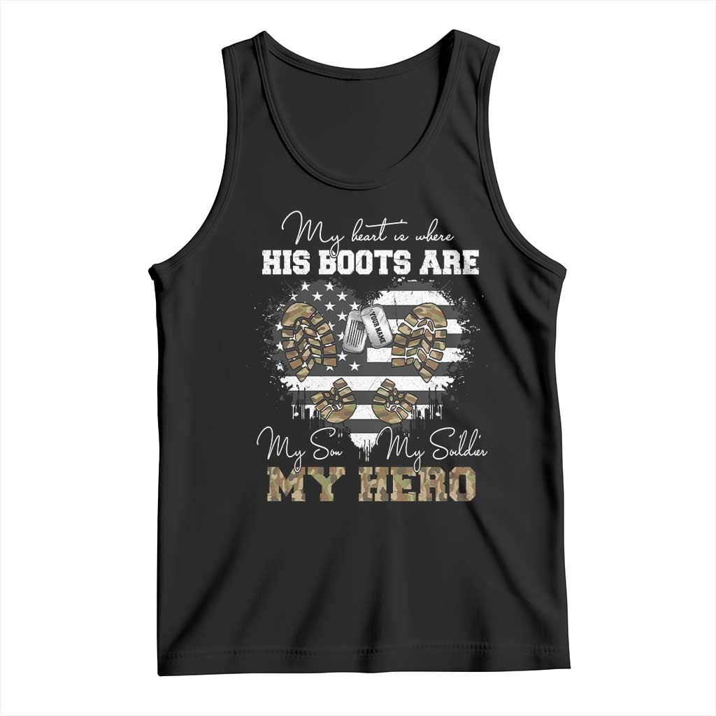 Personalized Army Mom Tank Top Custom Name Proud Military Family US Flag