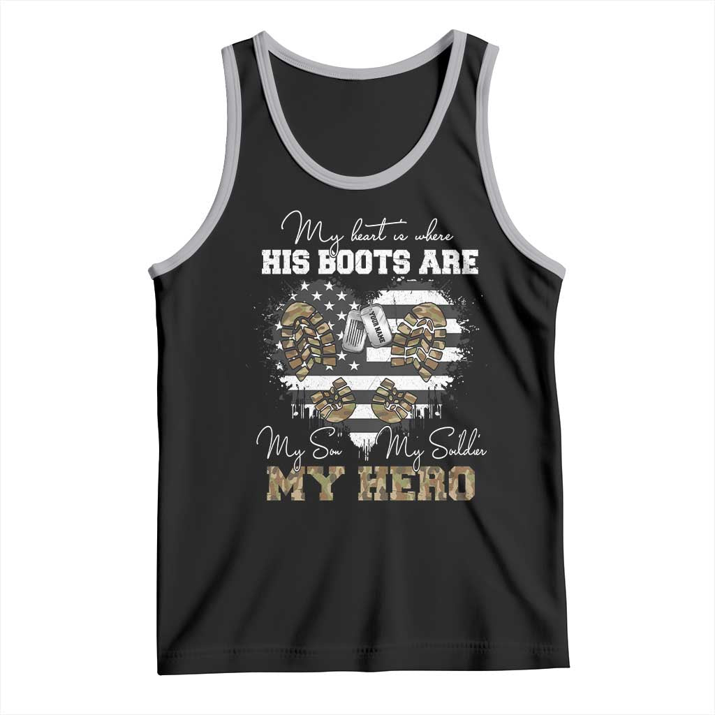 Personalized Army Mom Tank Top Custom Name Proud Military Family US Flag