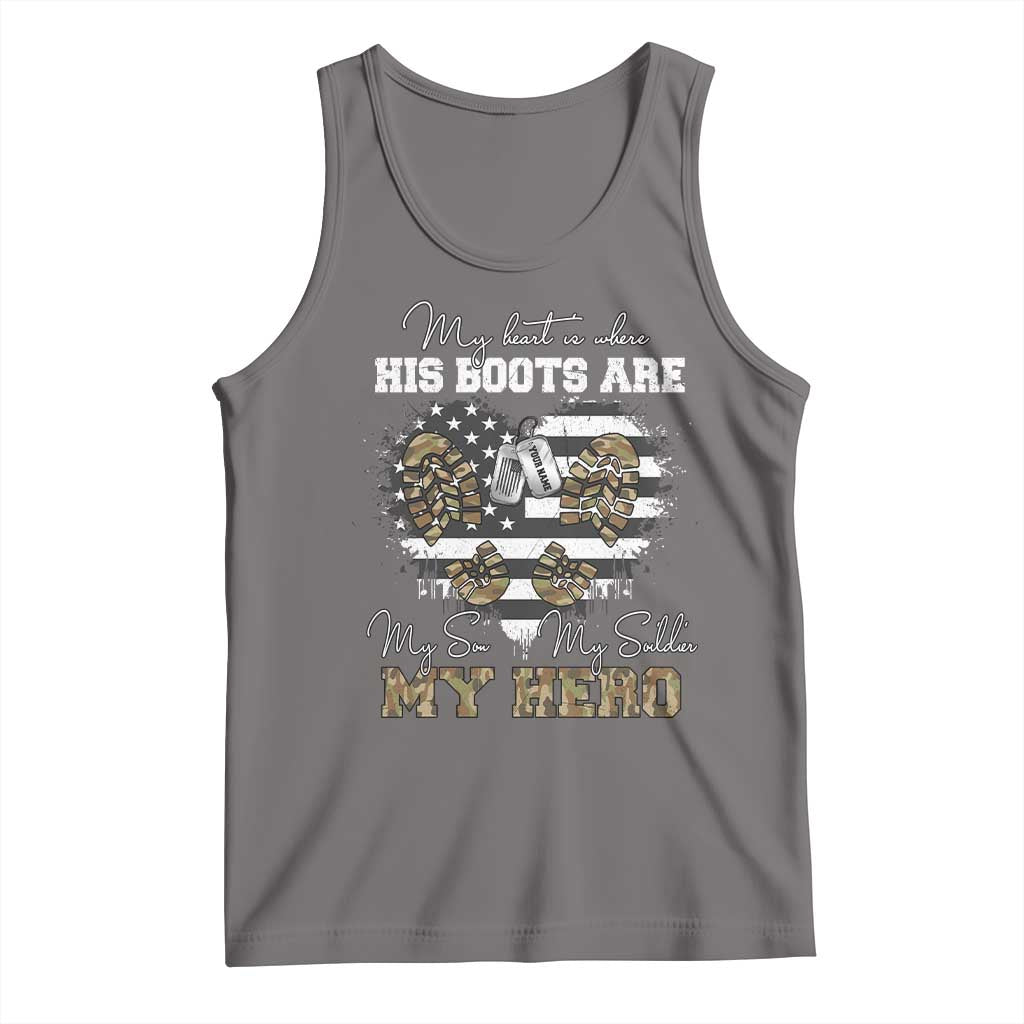Personalized Army Mom Tank Top Custom Name Proud Military Family US Flag