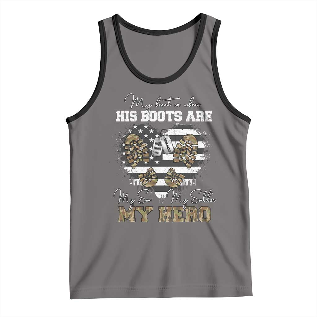 Personalized Army Mom Tank Top Custom Name Proud Military Family US Flag