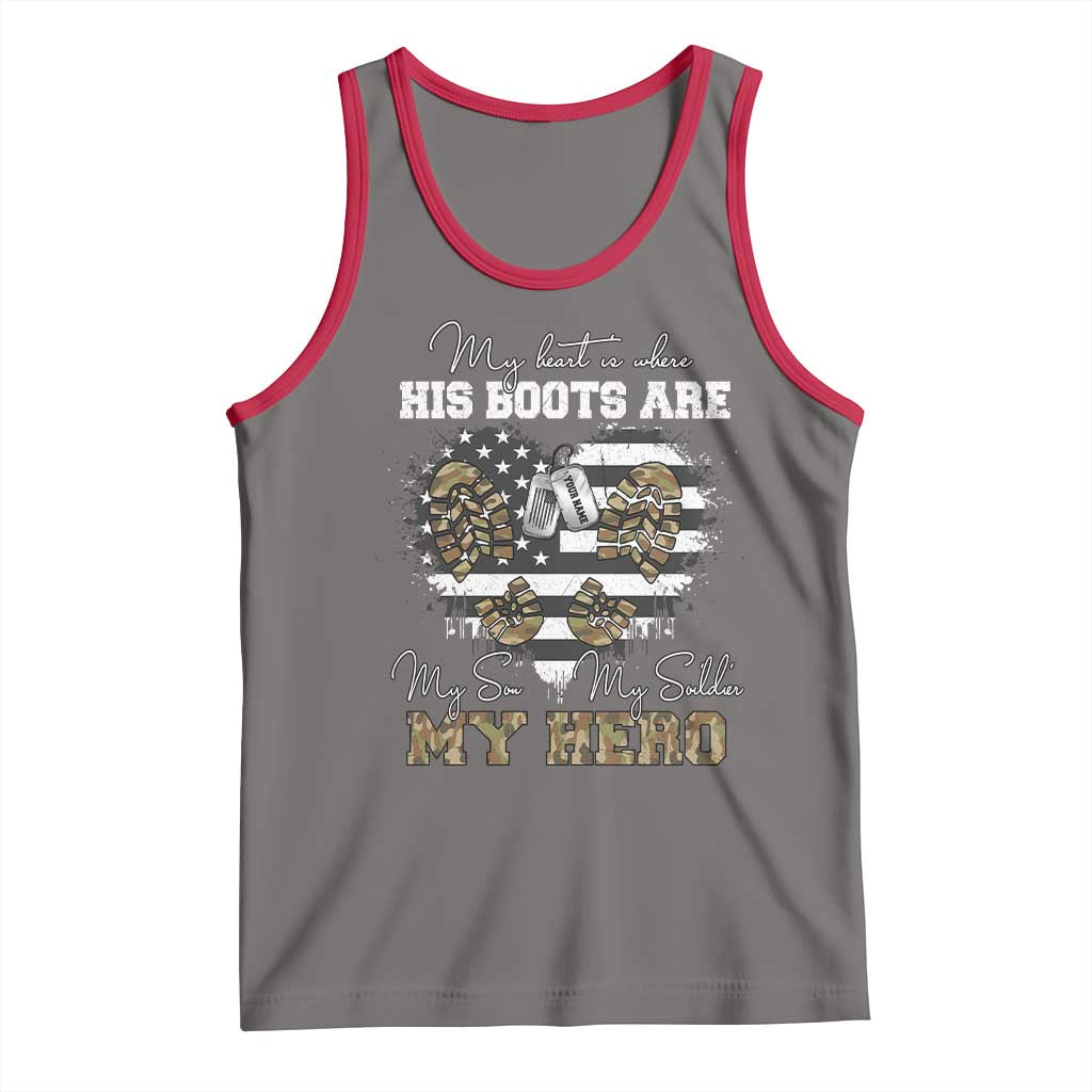 Personalized Army Mom Tank Top Custom Name Proud Military Family US Flag