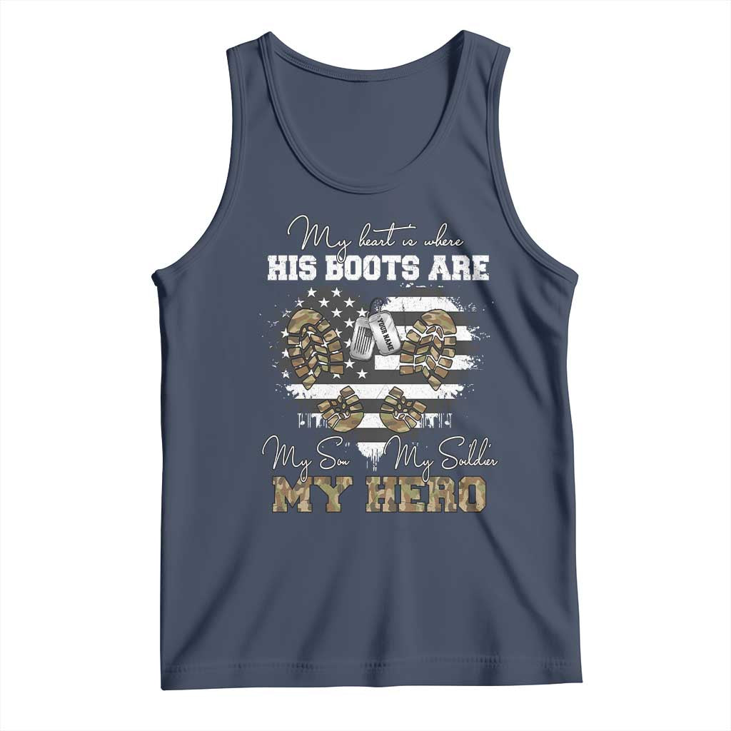 Personalized Army Mom Tank Top Custom Name Proud Military Family US Flag