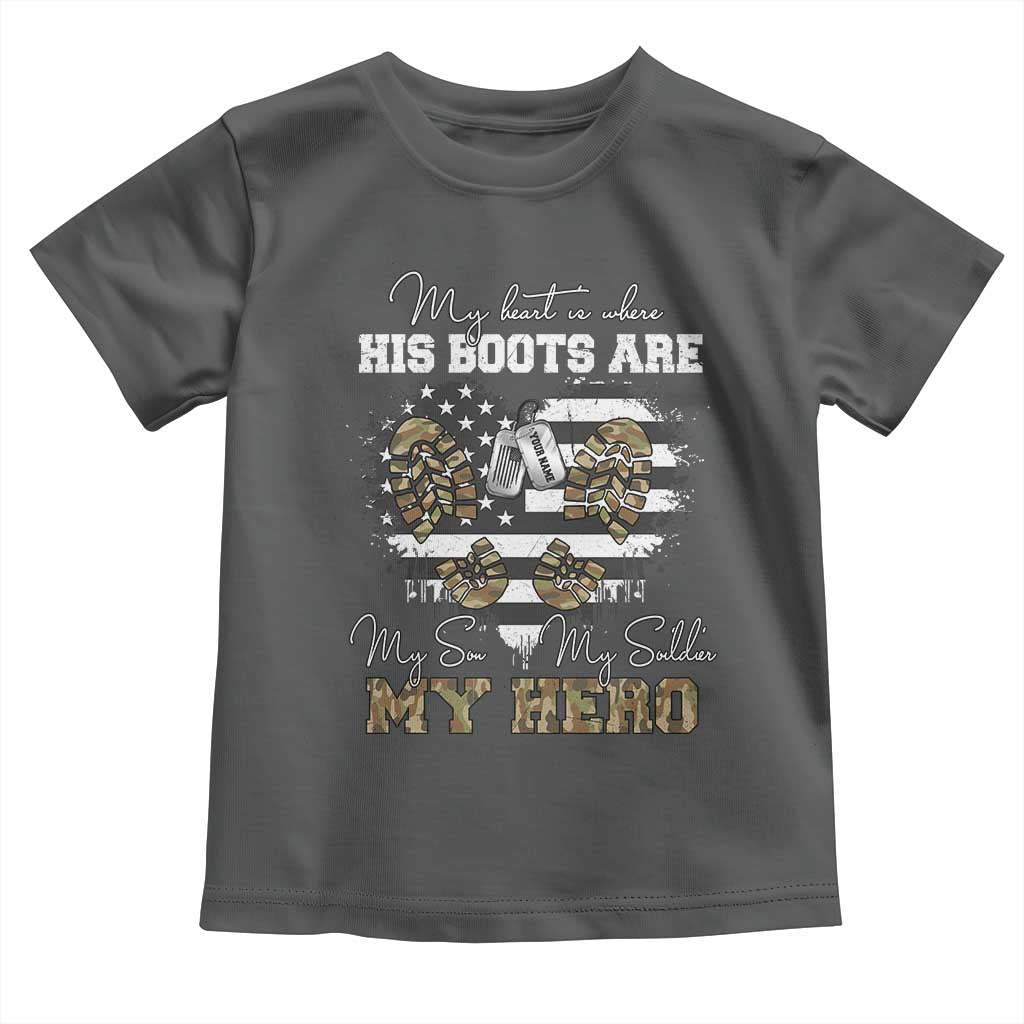 Personalized Army Mom Toddler T Shirt Custom Name Proud Military Family US Flag