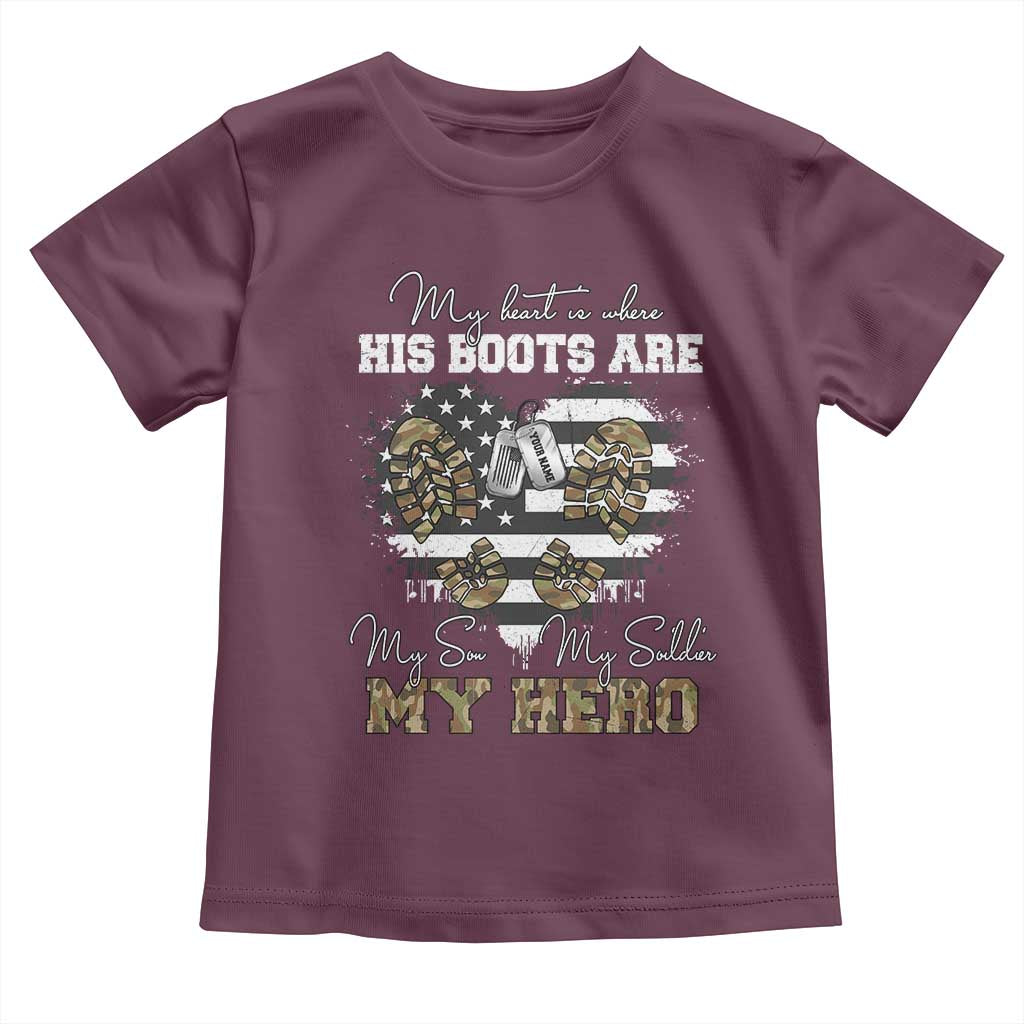 Personalized Army Mom Toddler T Shirt Custom Name Proud Military Family US Flag