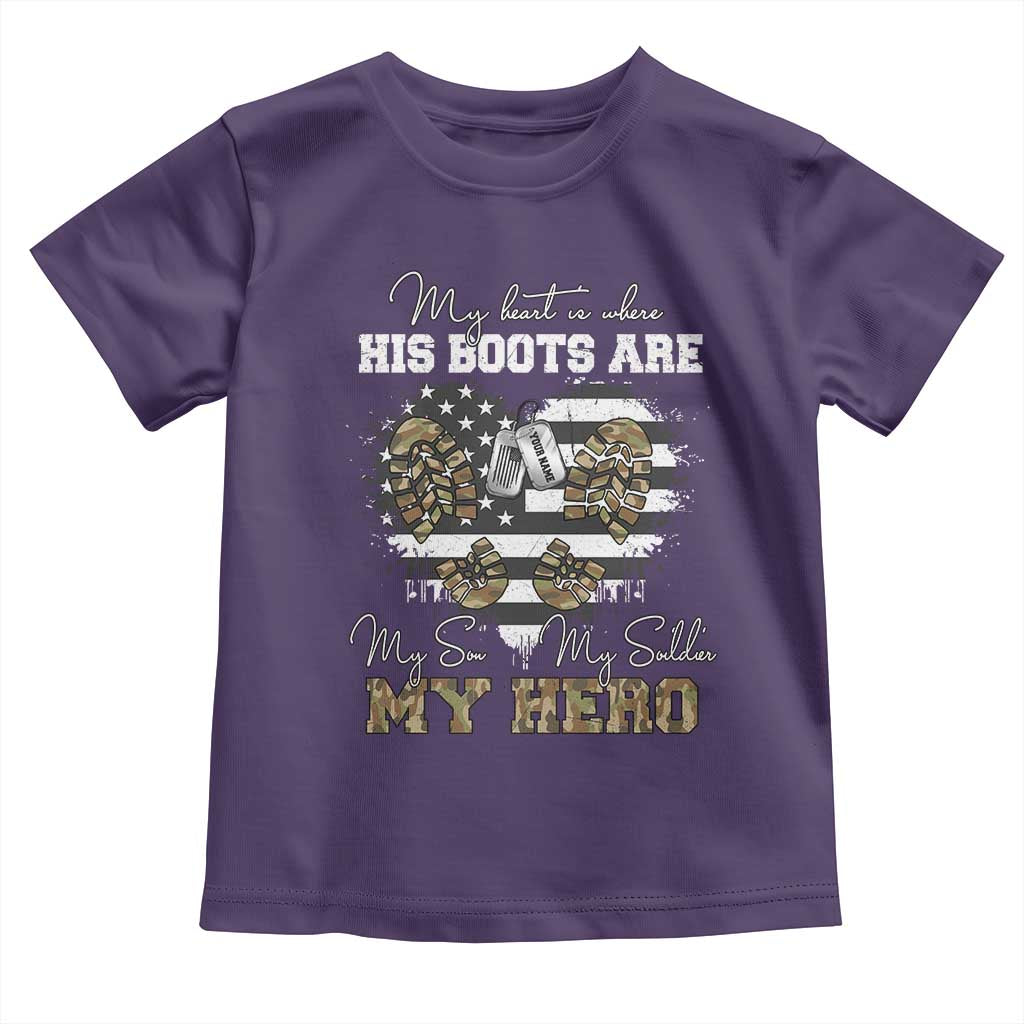 Personalized Army Mom Toddler T Shirt Custom Name Proud Military Family US Flag