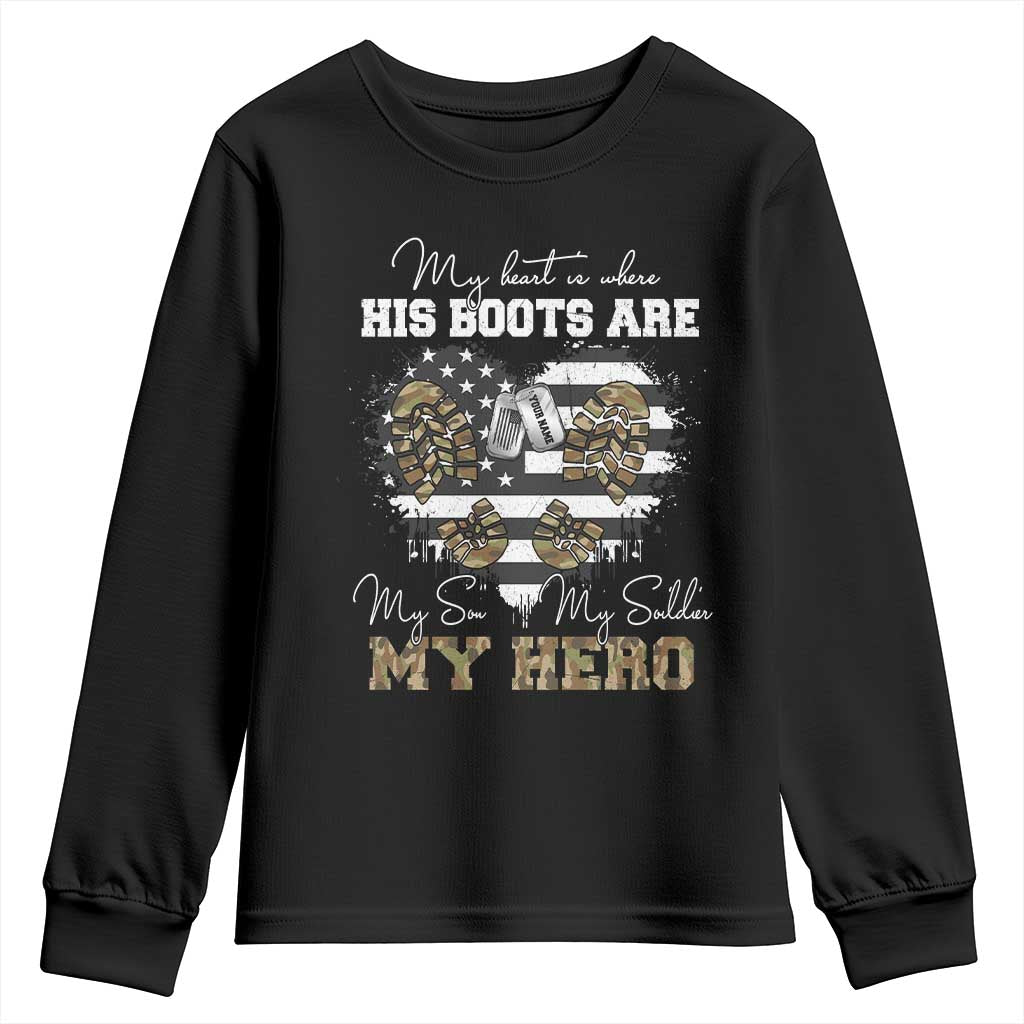 Personalized Army Mom Youth Sweatshirt Custom Name Proud Military Family US Flag