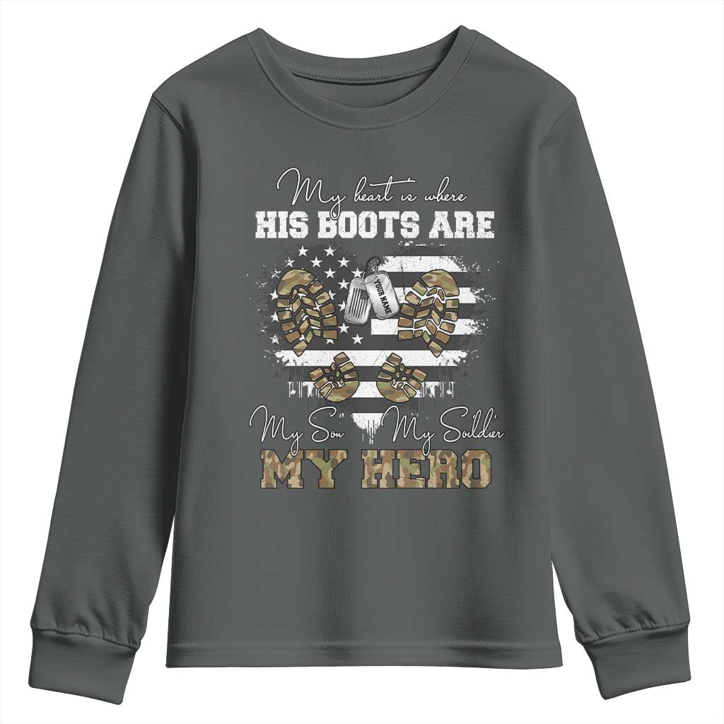 Personalized Army Mom Youth Sweatshirt Custom Name Proud Military Family US Flag