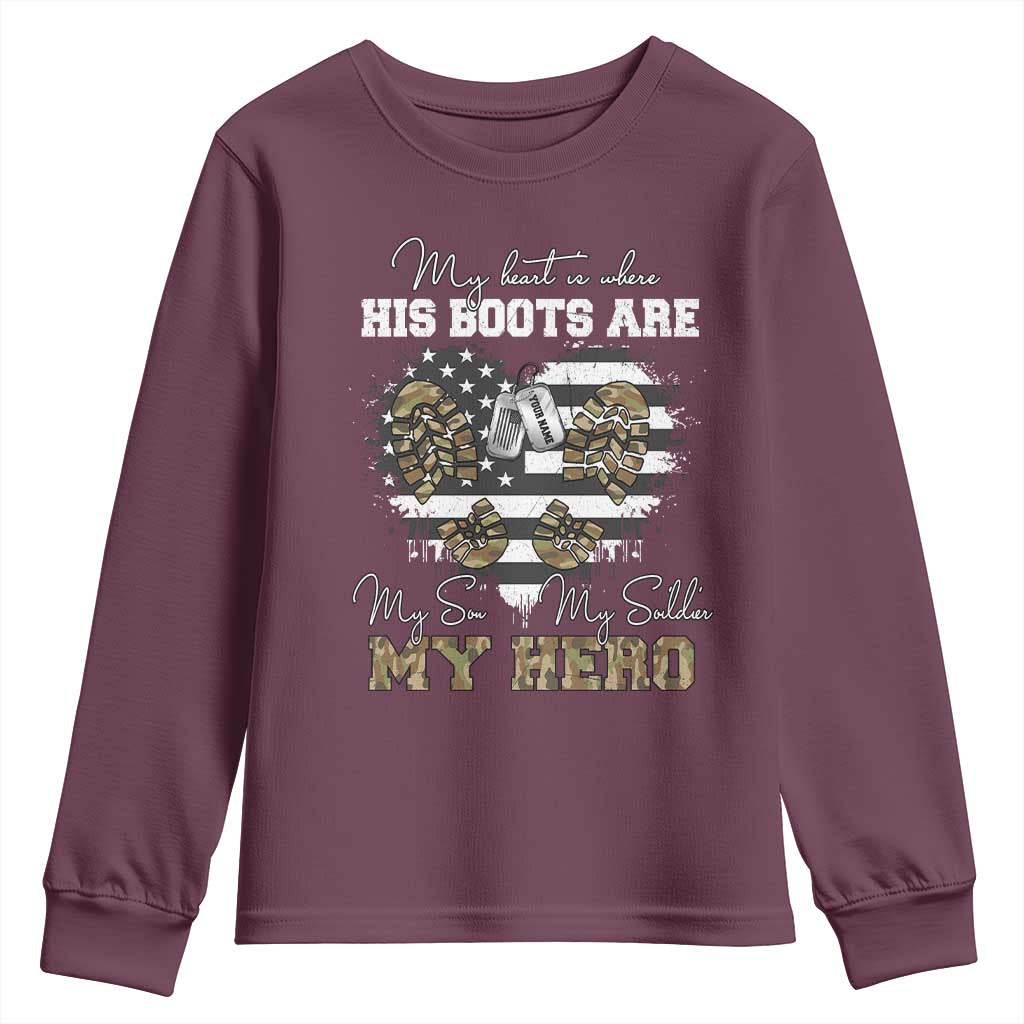 Personalized Army Mom Youth Sweatshirt Custom Name Proud Military Family US Flag