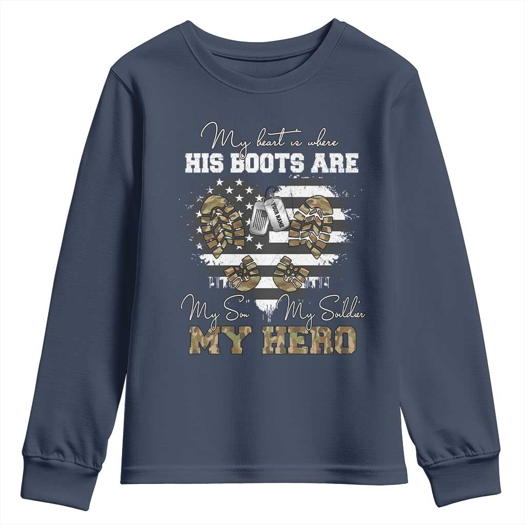 Personalized Army Mom Youth Sweatshirt Custom Name Proud Military Family US Flag