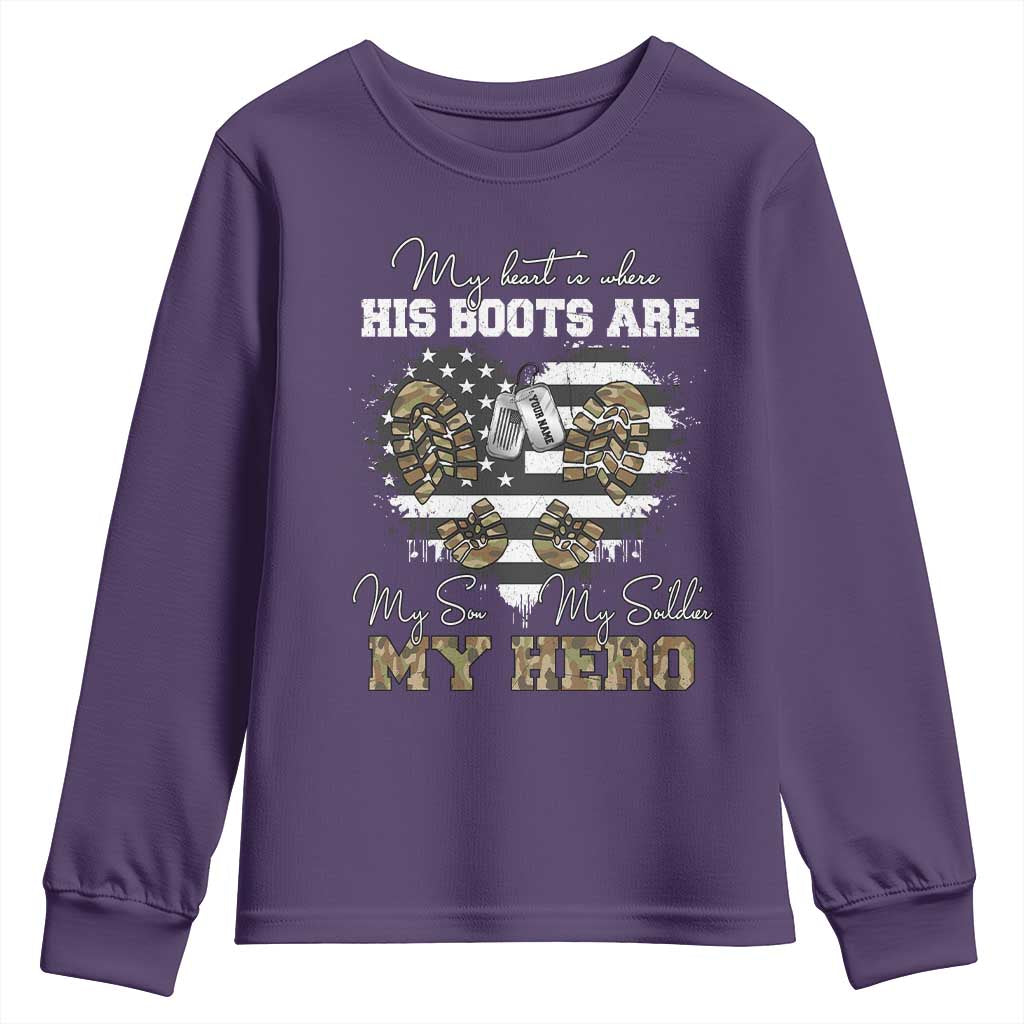Personalized Army Mom Youth Sweatshirt Custom Name Proud Military Family US Flag