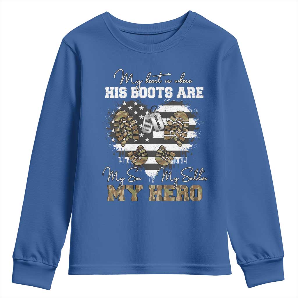 Personalized Army Mom Youth Sweatshirt Custom Name Proud Military Family US Flag
