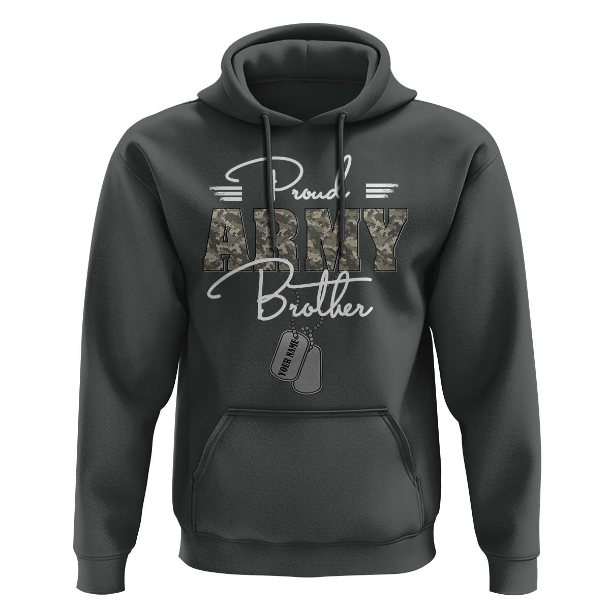 Personalized Army Family Hoodie Custom Name Tag Proud Army Brother Military Camo