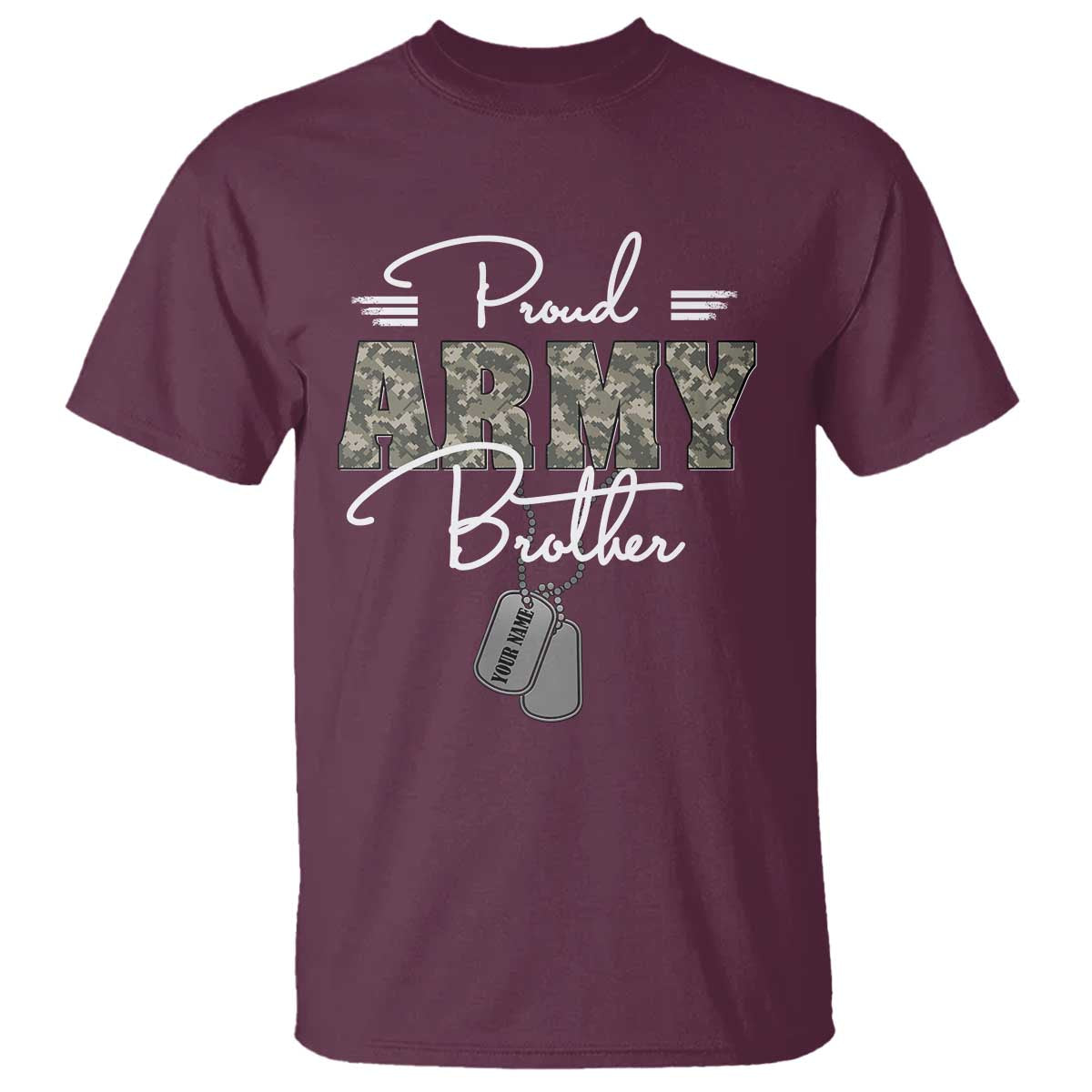Personalized Army Family T Shirt Custom Name Tag Proud Army Brother Military Camo - Wonder Print Shop
