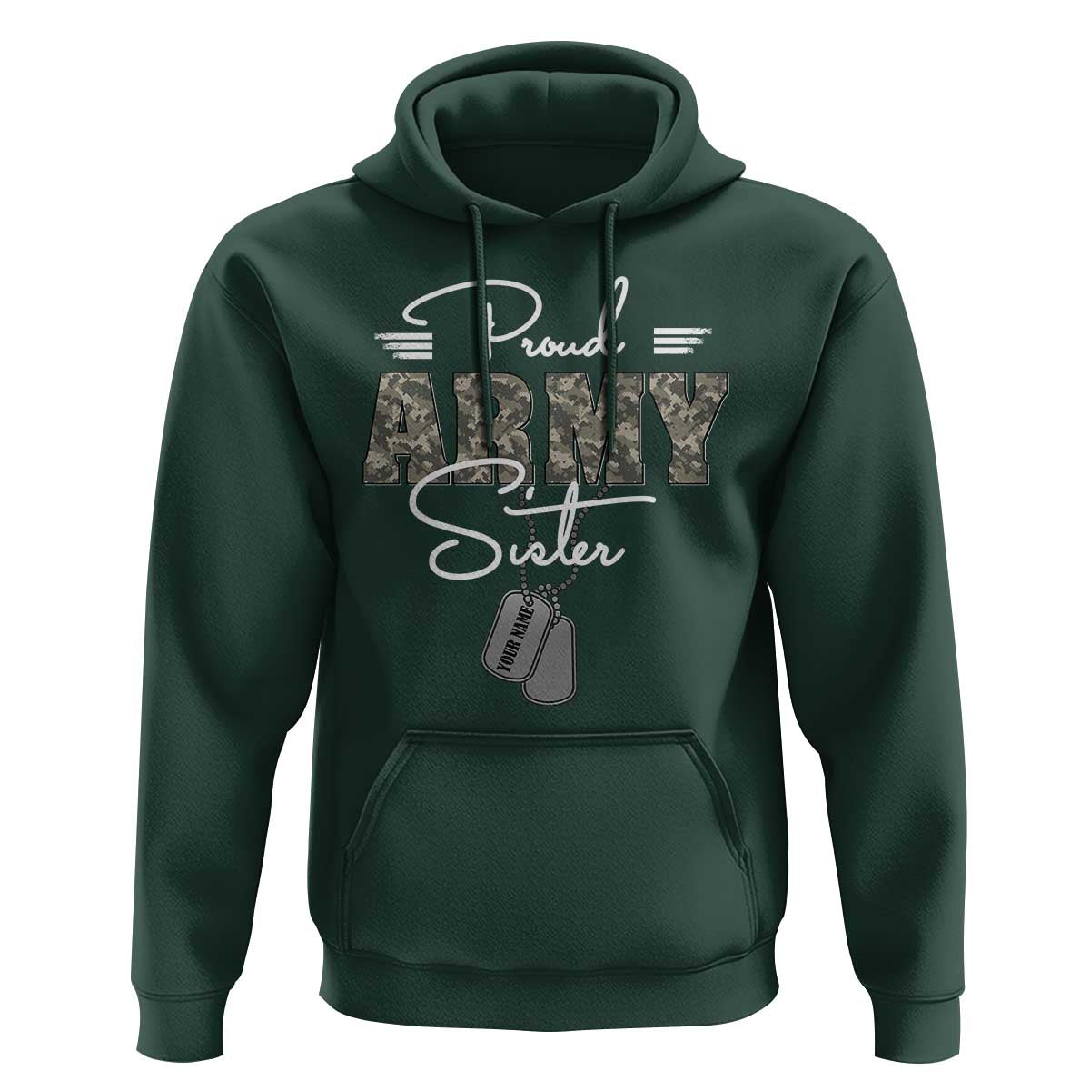 Personalized Army Family Hoodie Custom Name Tag Proud Army Sister Military Camo