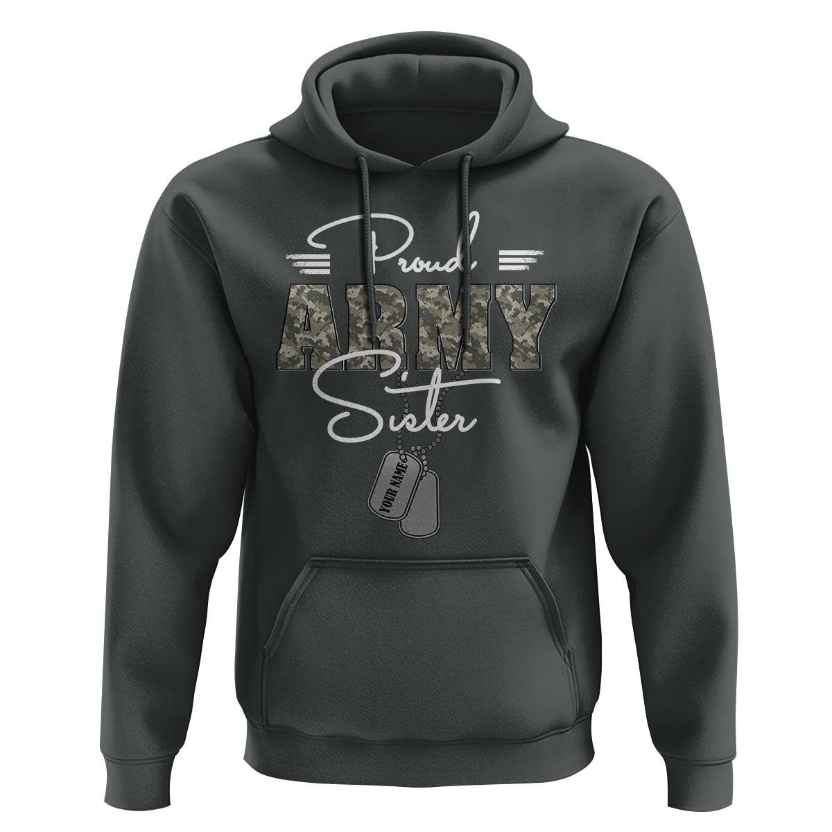 Personalized Army Family Hoodie Custom Name Tag Proud Army Sister Military Camo