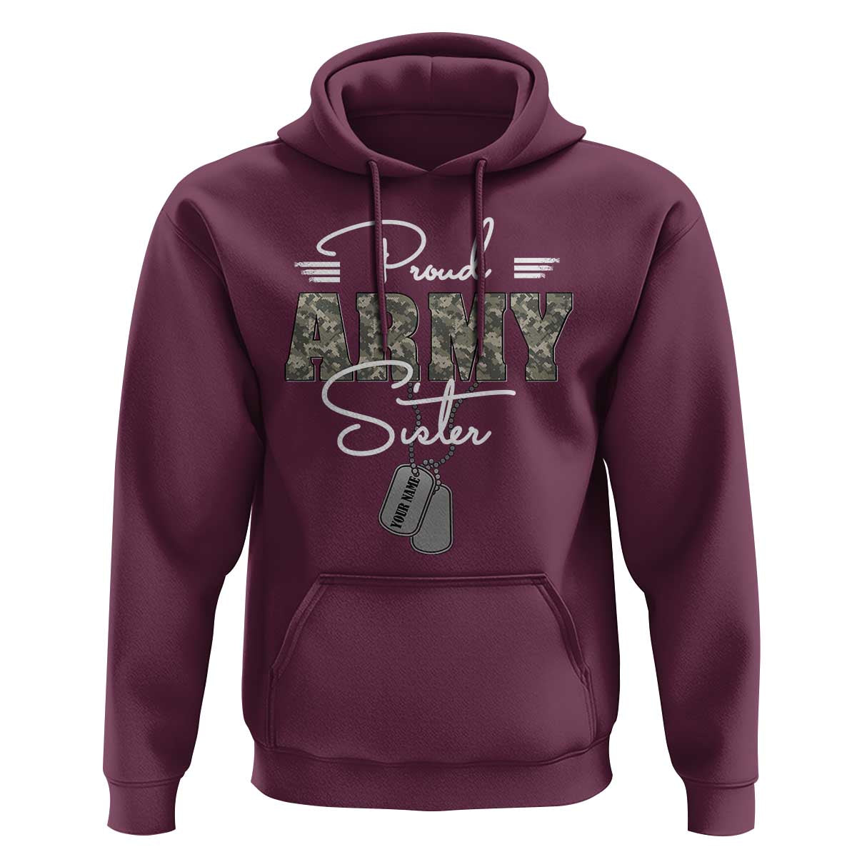 Personalized Army Family Hoodie Custom Name Tag Proud Army Sister Military Camo