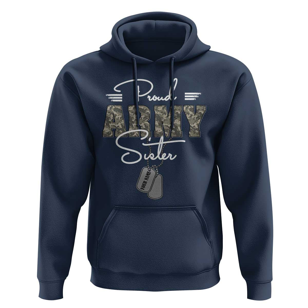 Personalized Army Family Hoodie Custom Name Tag Proud Army Sister Military Camo
