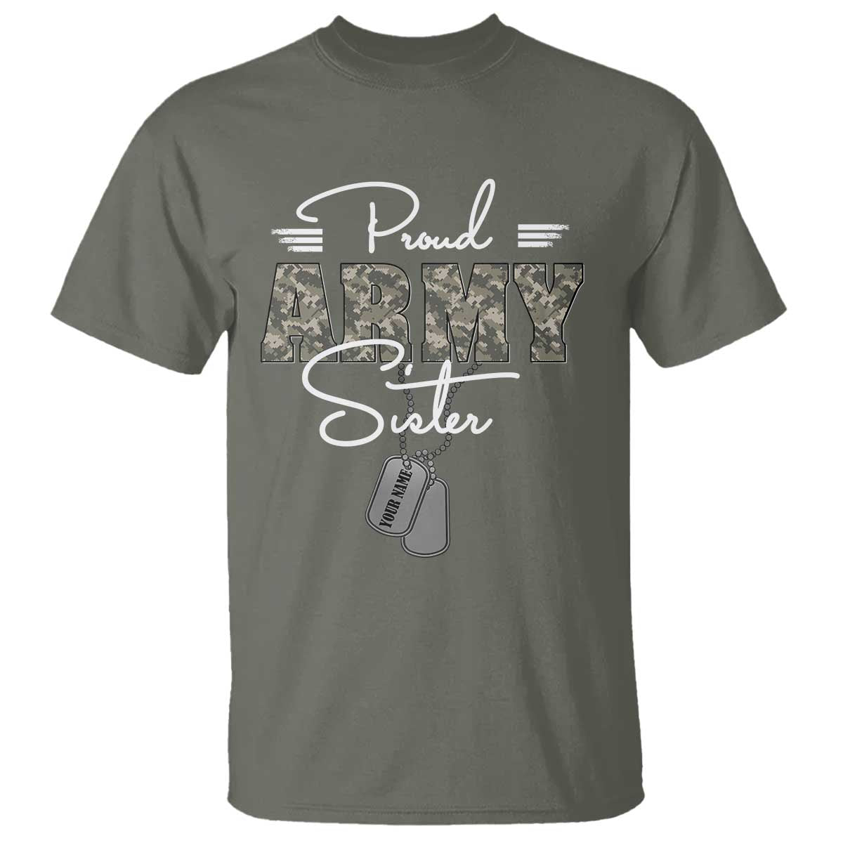Personalized Army Family T Shirt Custom Name Tag Proud Army Sister Military Camo - Wonder Print Shop